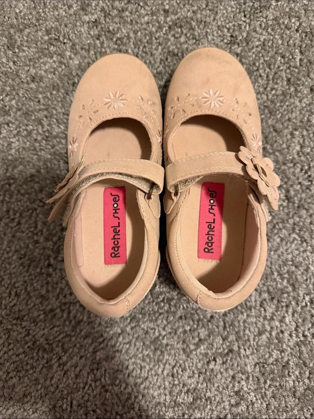 Rachel Shoes Light Pink Floral Strap Mary Janes